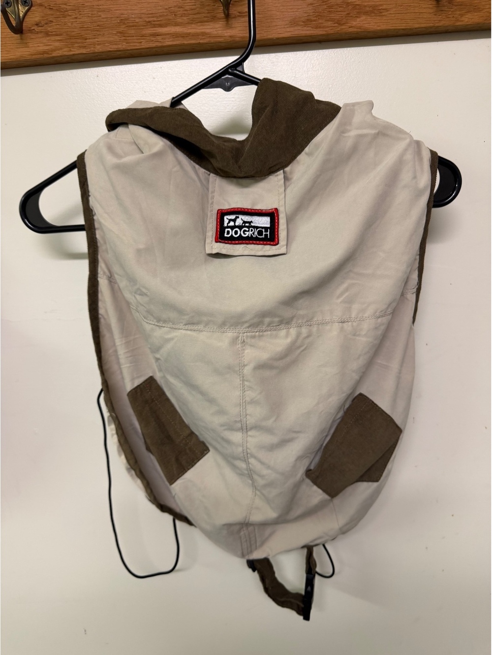 DogRich Outdoor Dog Vest Jacket with Hood - Beige and Brown